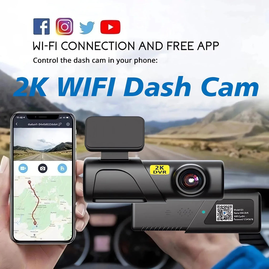 Baideluo 2K 1440P WiFi Dash Cam – Night Vision & Voice Control
