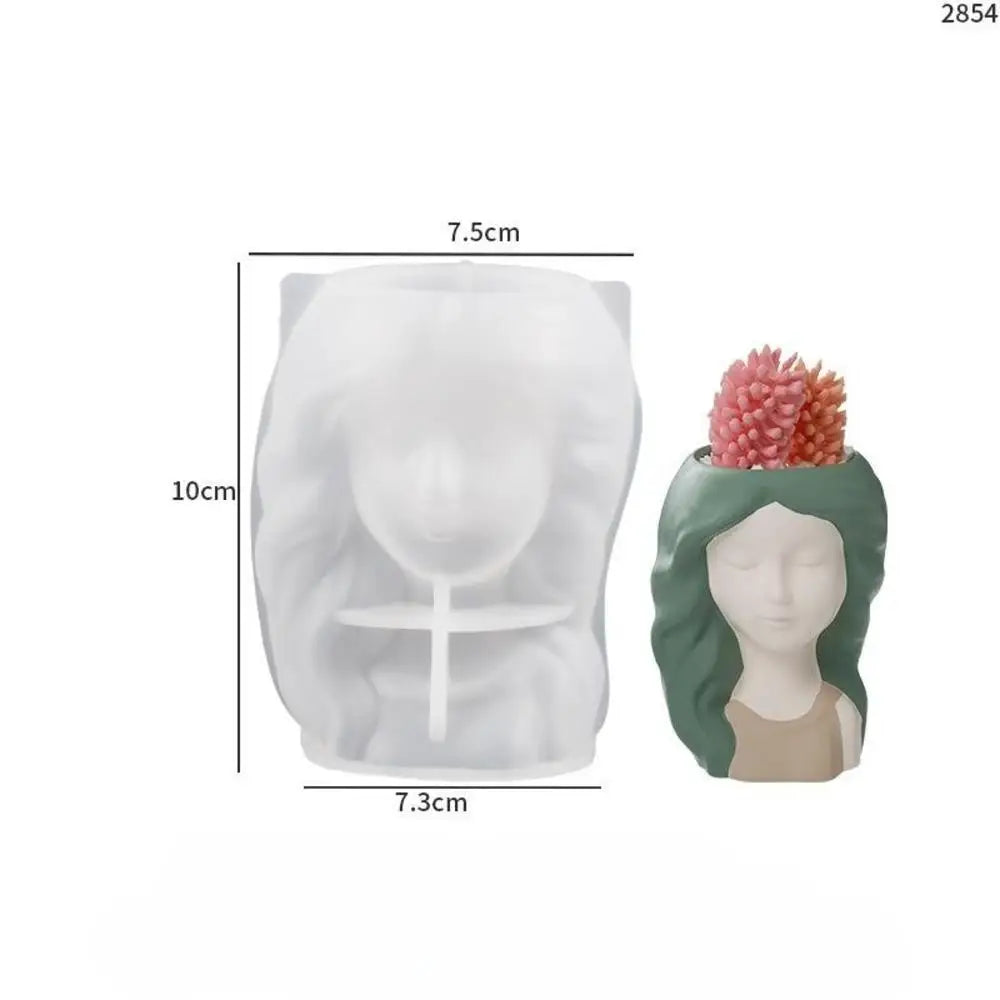 3D Beauty Flower Girls Pot Silicone Mold DIY Homemade Portrait