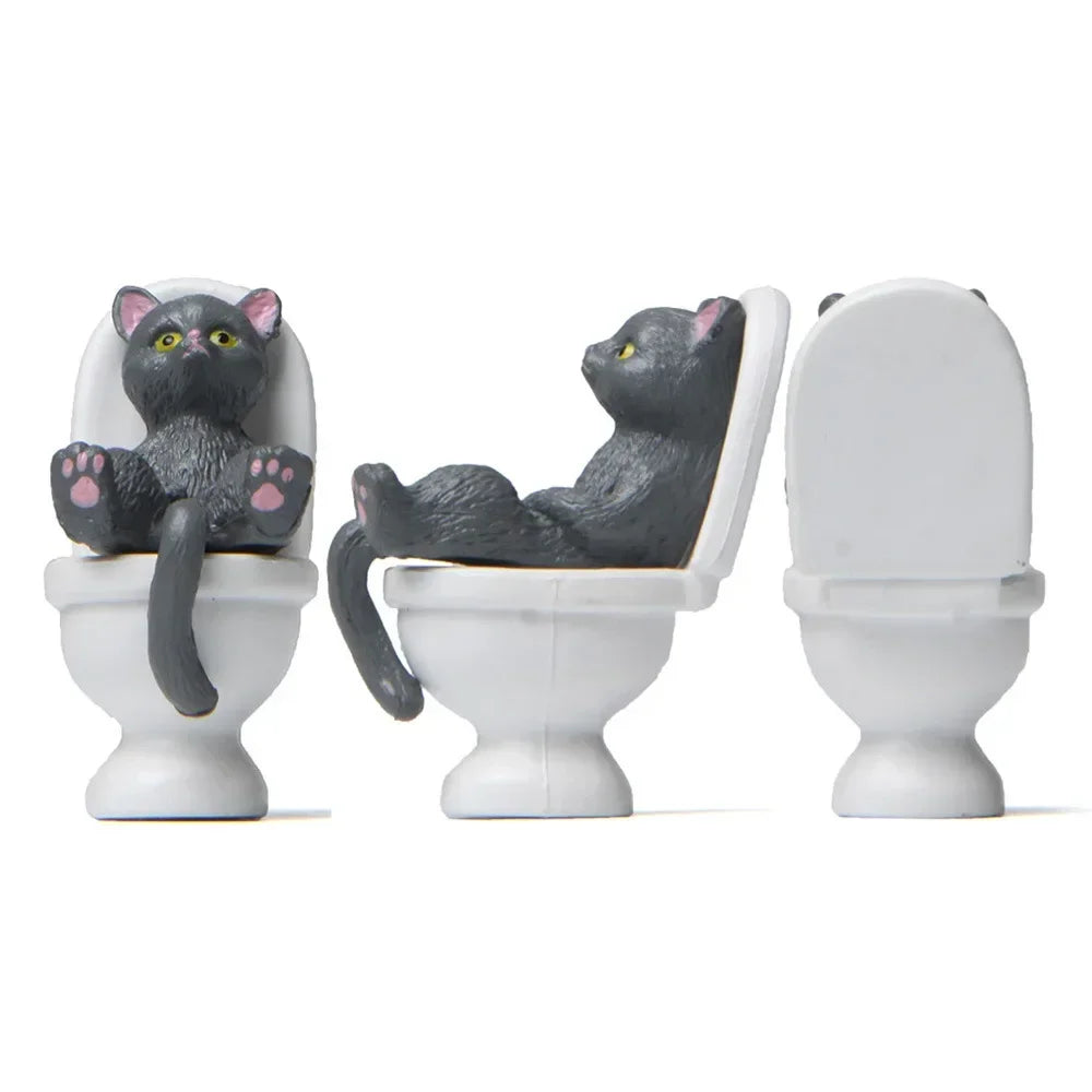 Funny Cat Spiritual Consolation PVC Appearance Toilet Office Mini