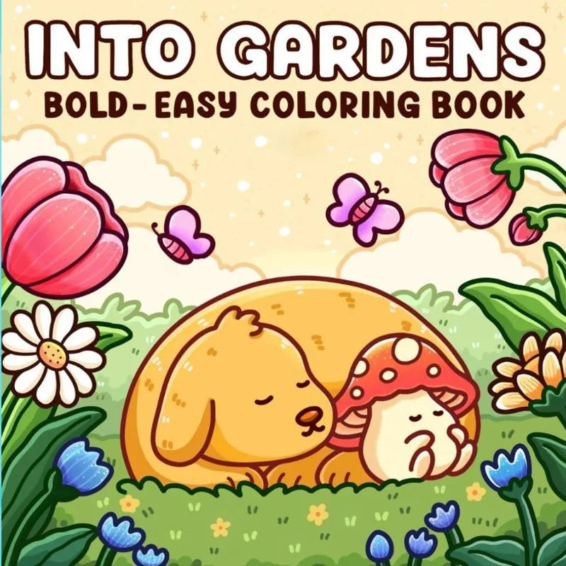 Into Gardens Adult Teen Coloring Book Comfy Patterns Bold Easy Cute
