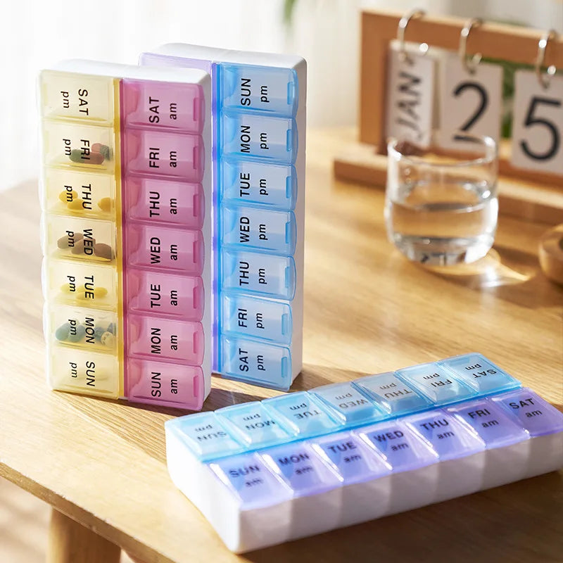 7 Days Week Pill Organizer Morning Night Holder Travel Medicine