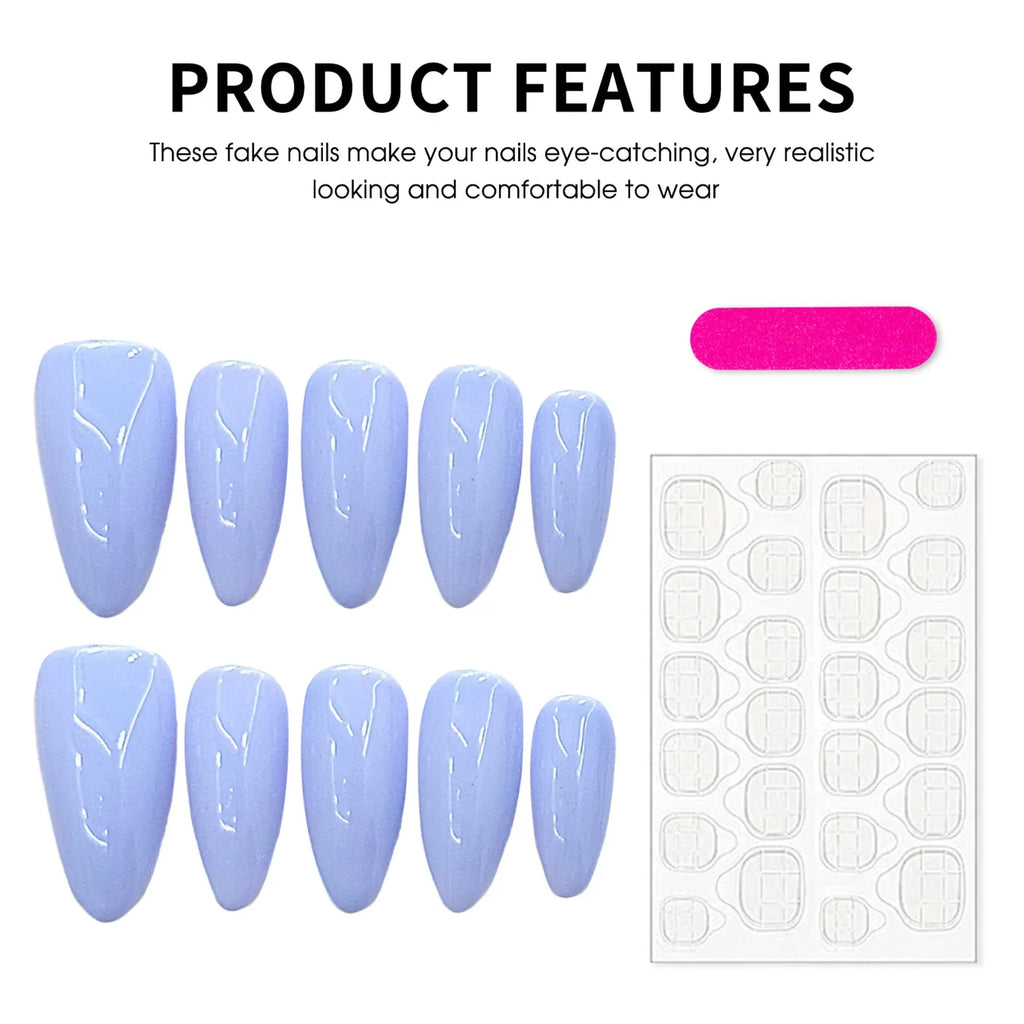 YADORNOS Light Purple Press On Nails Almond 10pcs Set