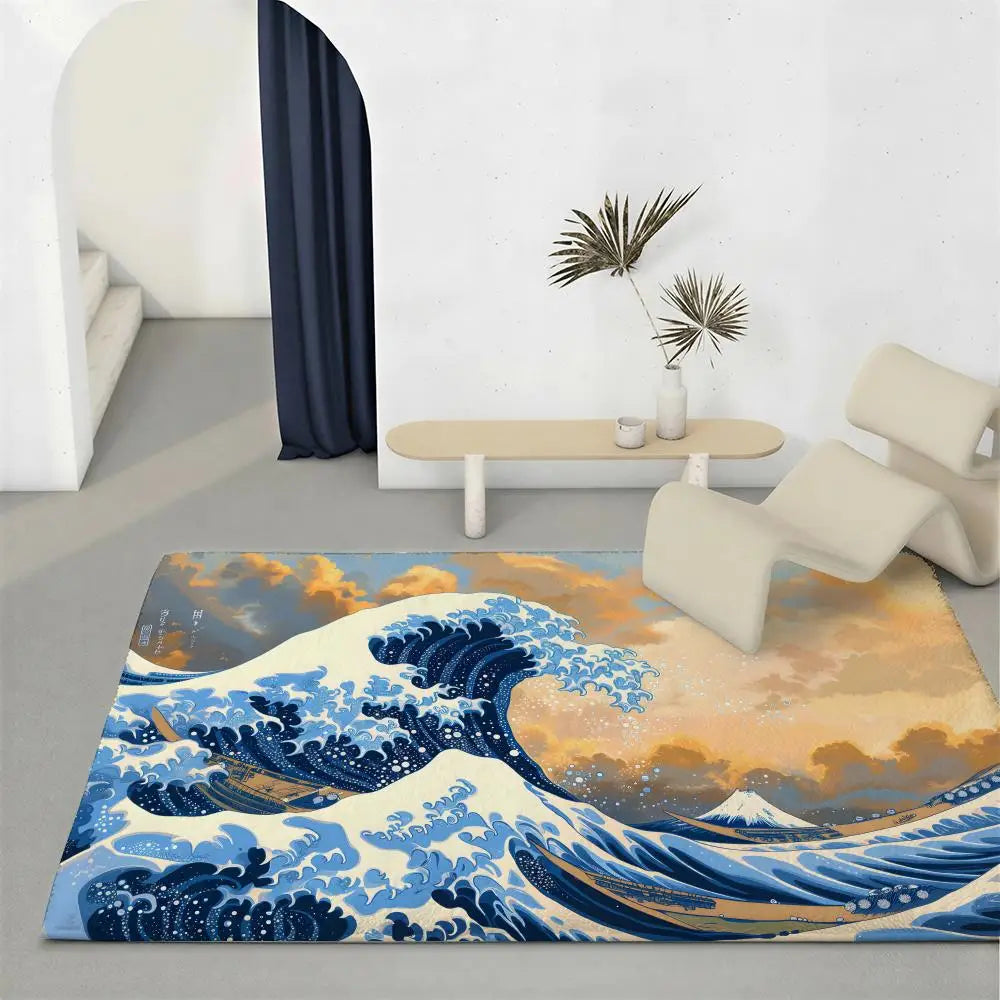 Great Wave off Kanagawa Flannel Floor Mat | Non-Slip Doormat