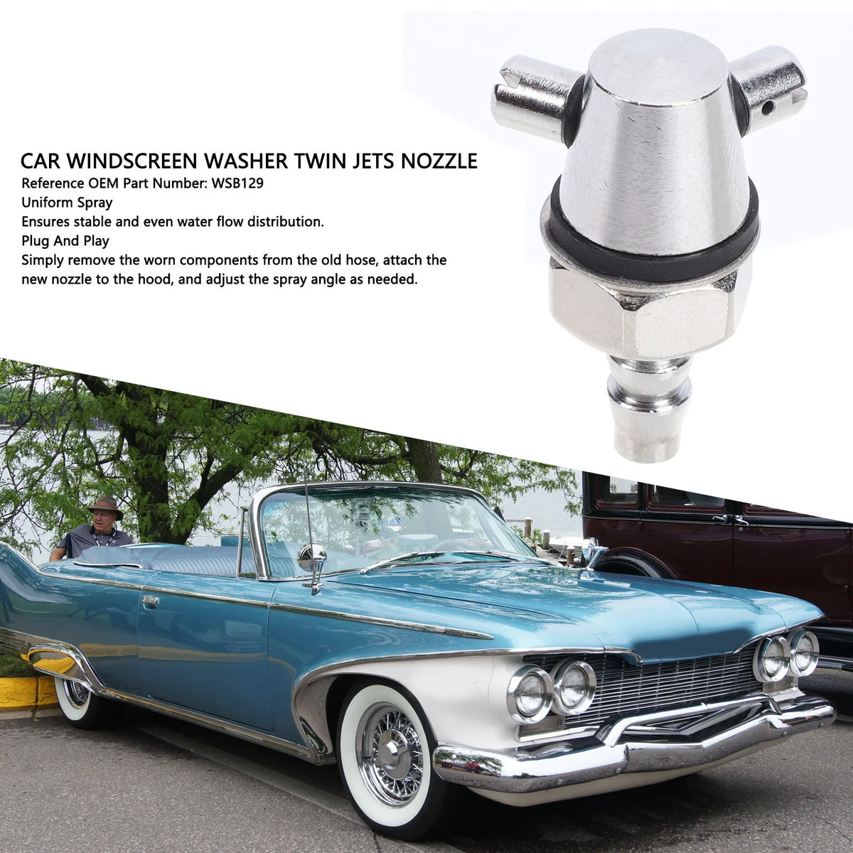 WSB129 M8 Twin Jet Windscreen Washer Nozzle | Classic Car