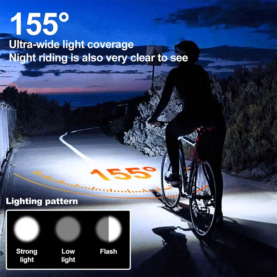 Solar Bike Light with Horn 120dB | USB-C Fast Charge | MTB & Road