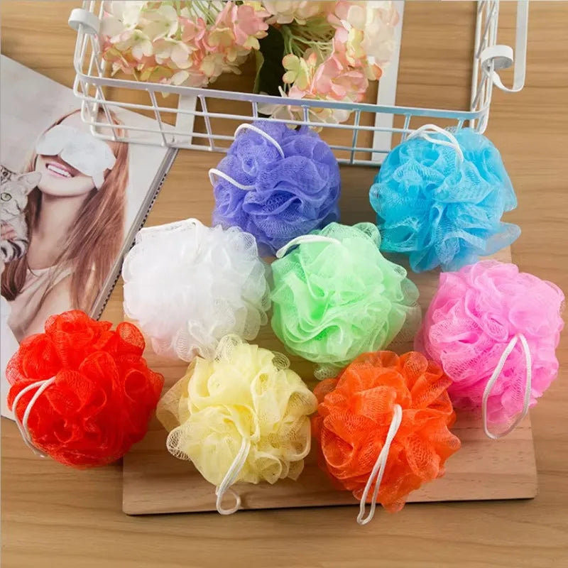 10-Pack Exfoliating Mesh Bath Sponge Puff Balls – Random Colors