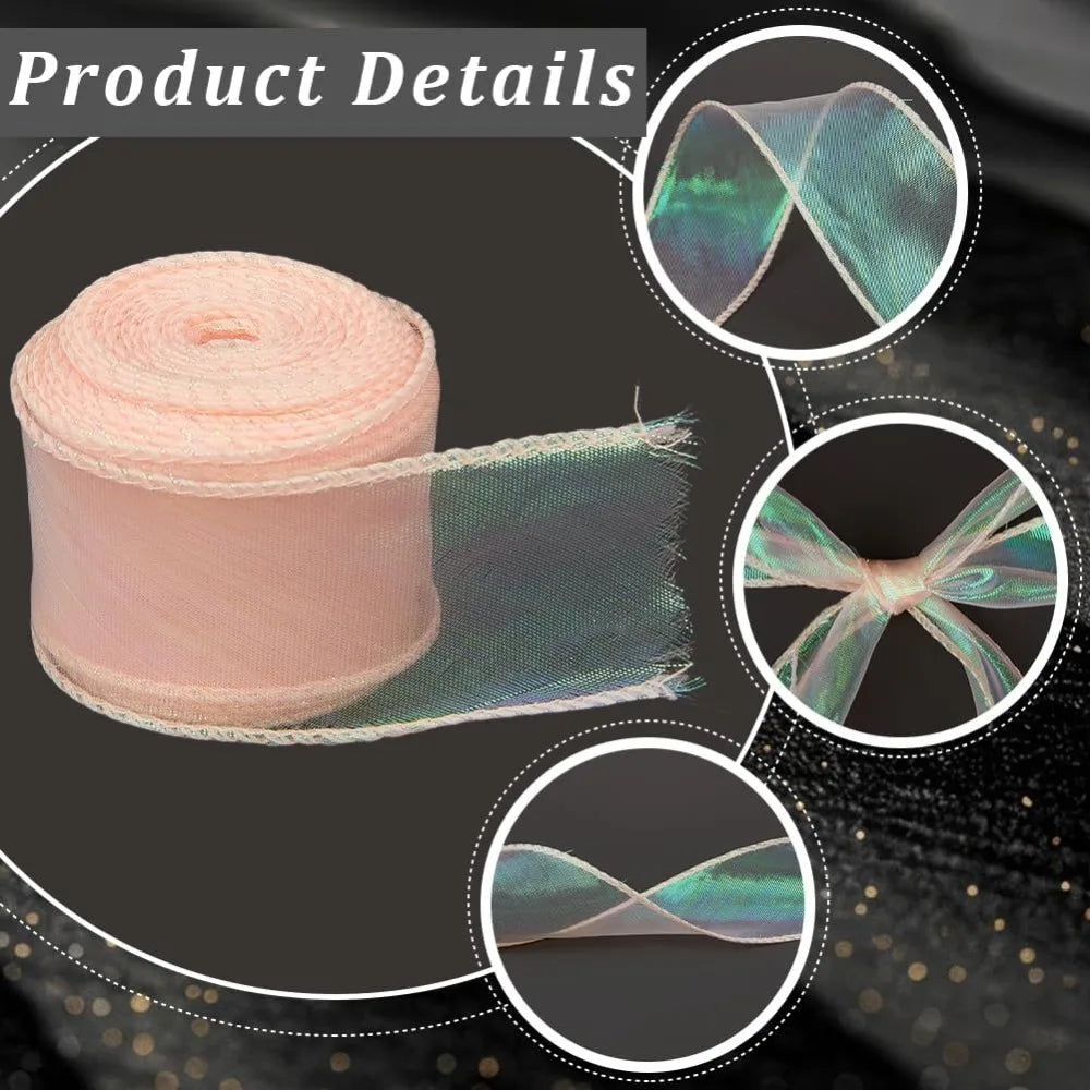 10 Yards Pink Iridescent Organza Ribbon 40mm – Gift Wrapping