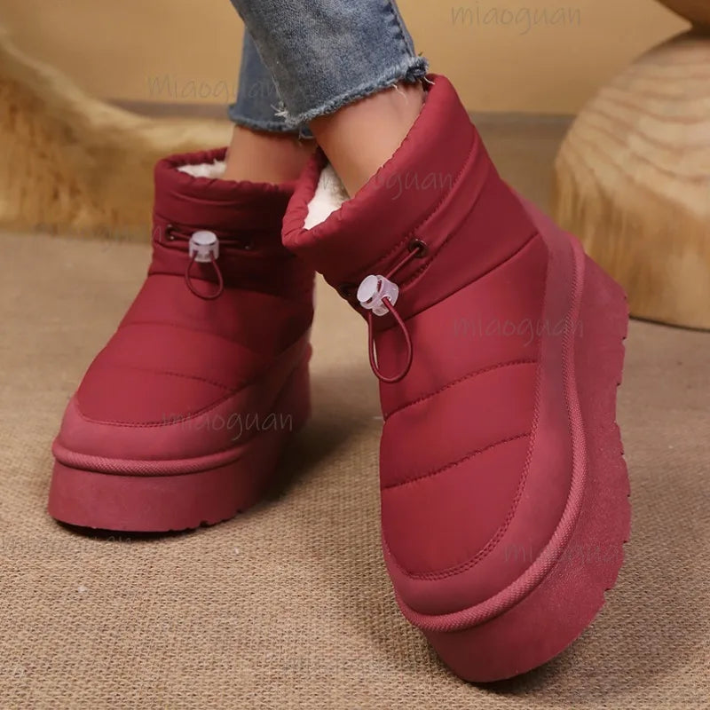 Women's Plush Lined Platform Snow Boots – Warm Ankle Boots