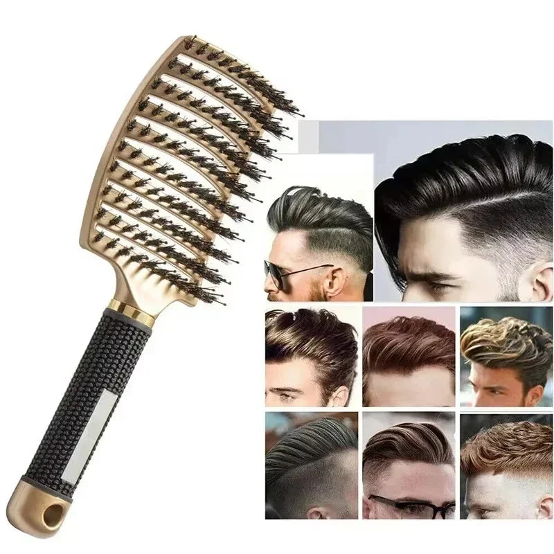 Women's Boar Bristle Hair Brush Scalp Massage Comb Wet Curly Detangle