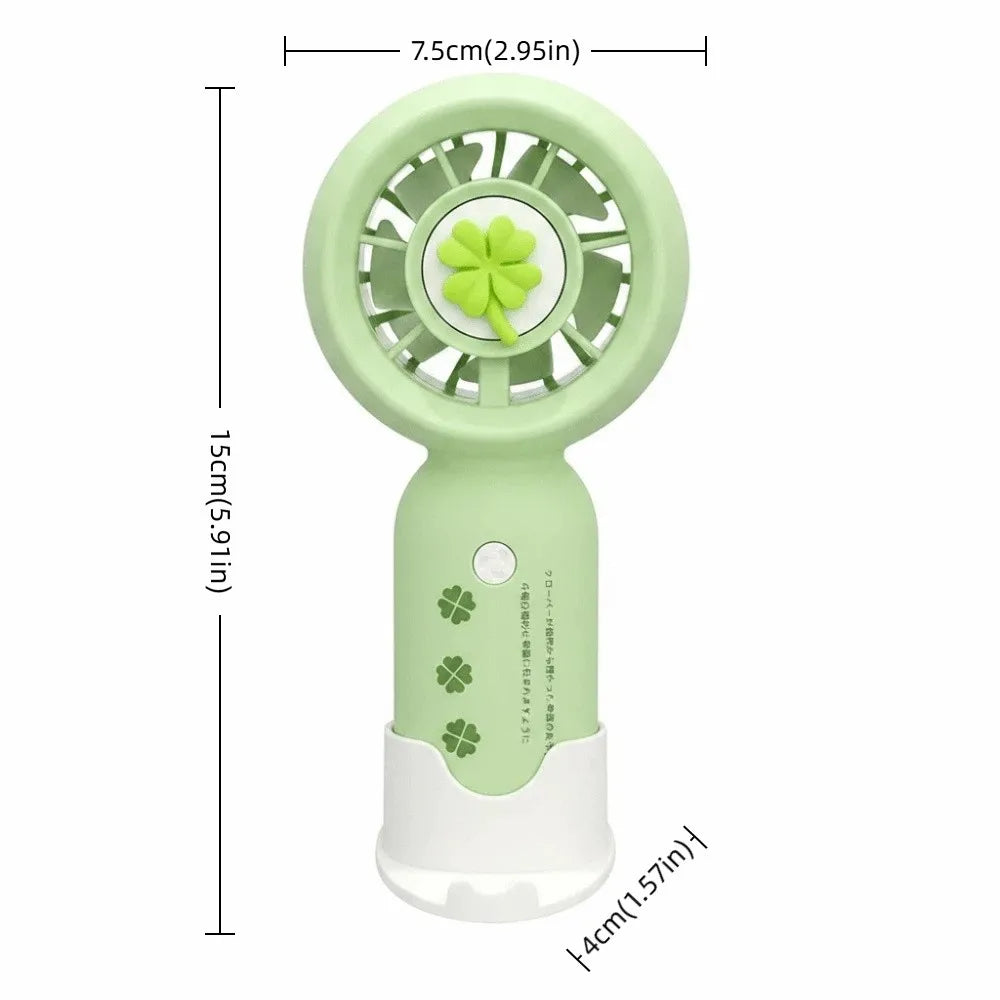 USB Rechargeable Mini Handheld Fan – Clover Design