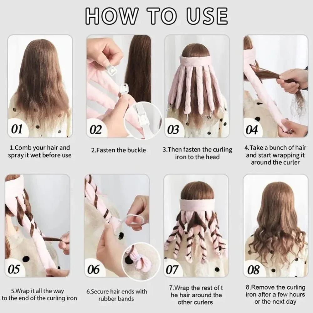 Lazy Hair Curler Rollers Heatless Curling Rod Headband Curls Silk