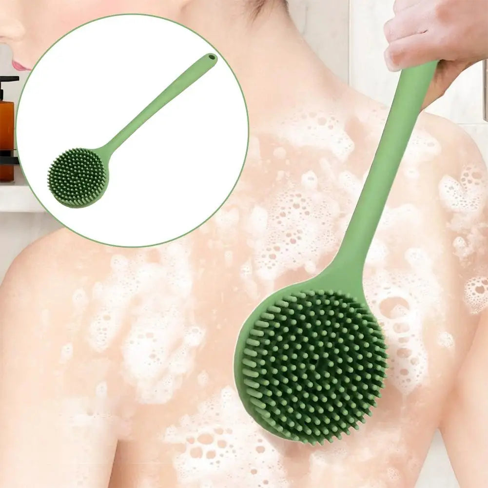 Long-Handle Silicone Bath Brush – Double-Sided Body Scrubber
