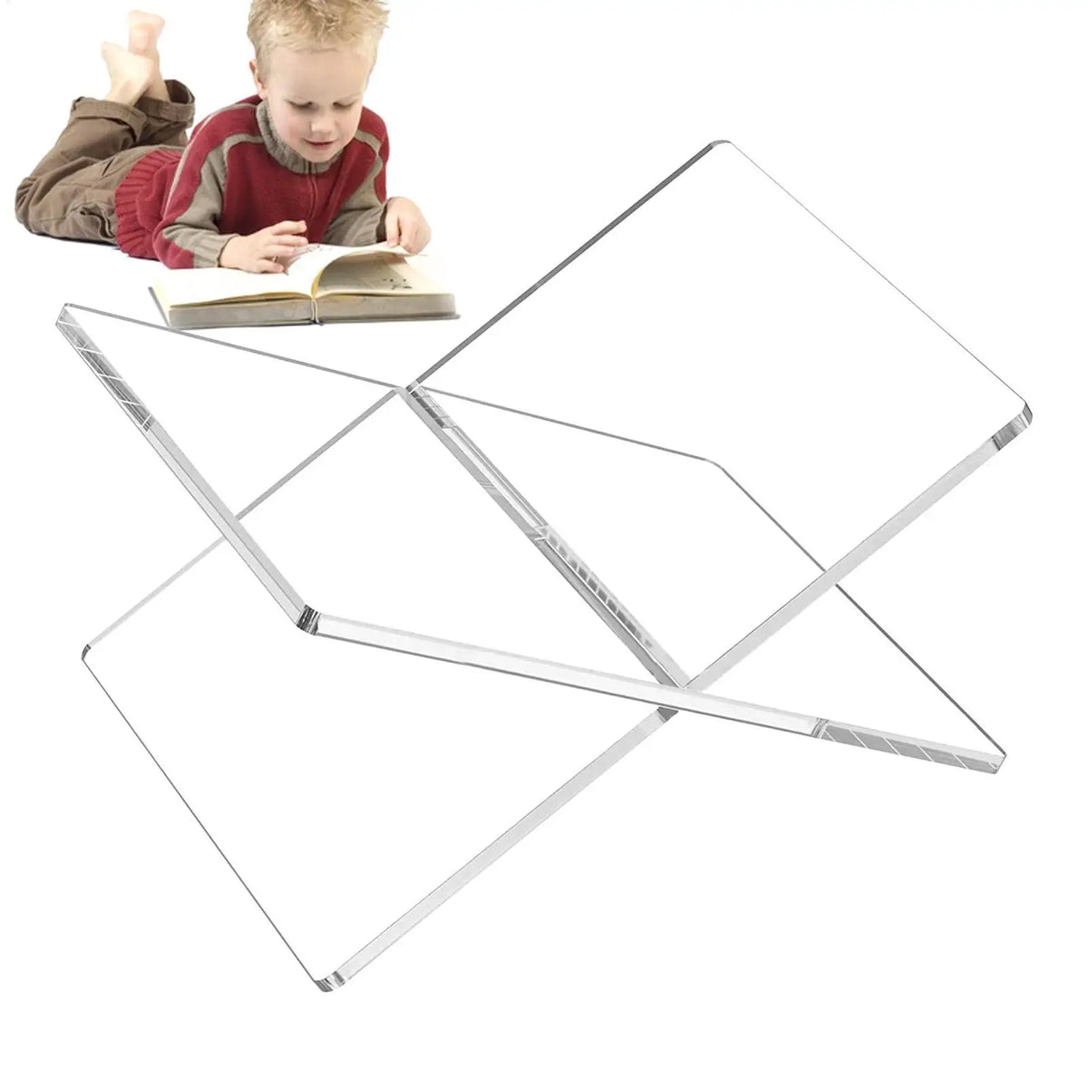 Acrylic Book Stand X-Shaped Display Rack – Holds Up to 11 lbs