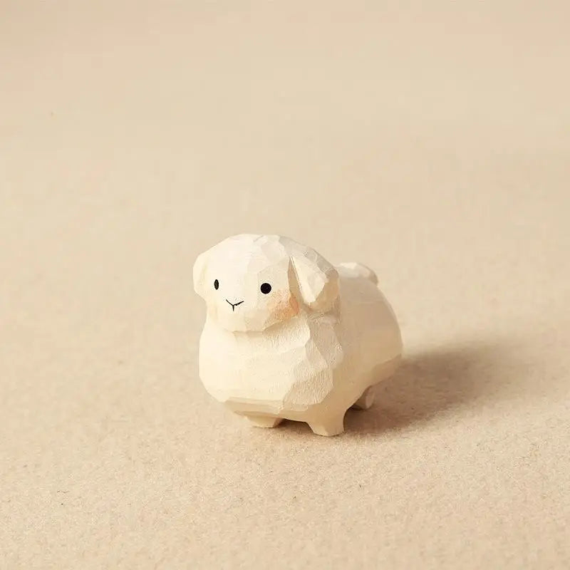 Handcrafted Wooden Sheep Figurine – Desk & Home Decor Ornament