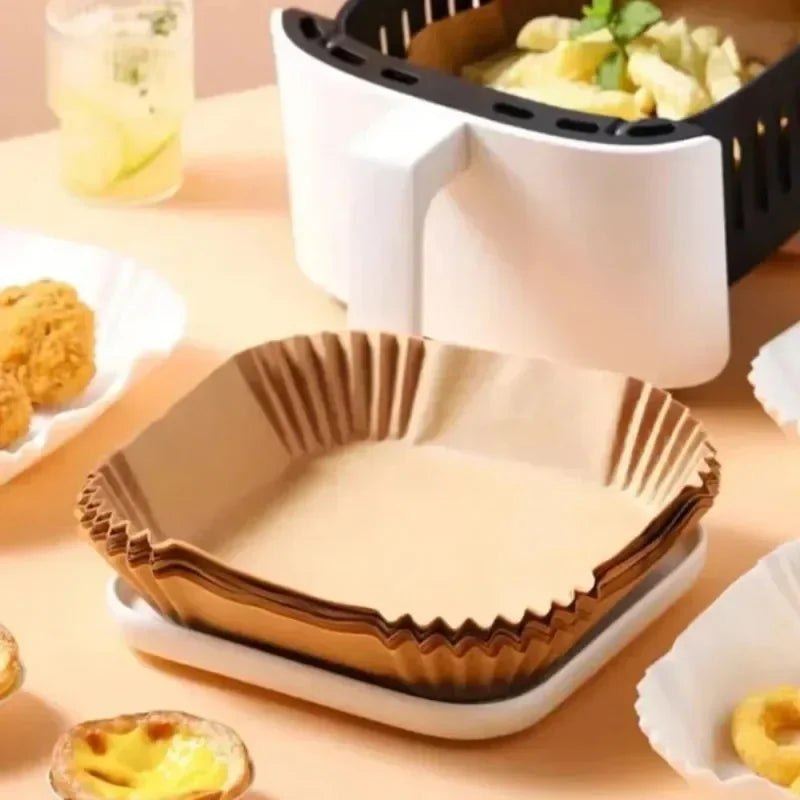 50-Pack Air Fryer Liner Paper – Non-Stick Food Grade Baking Pads
