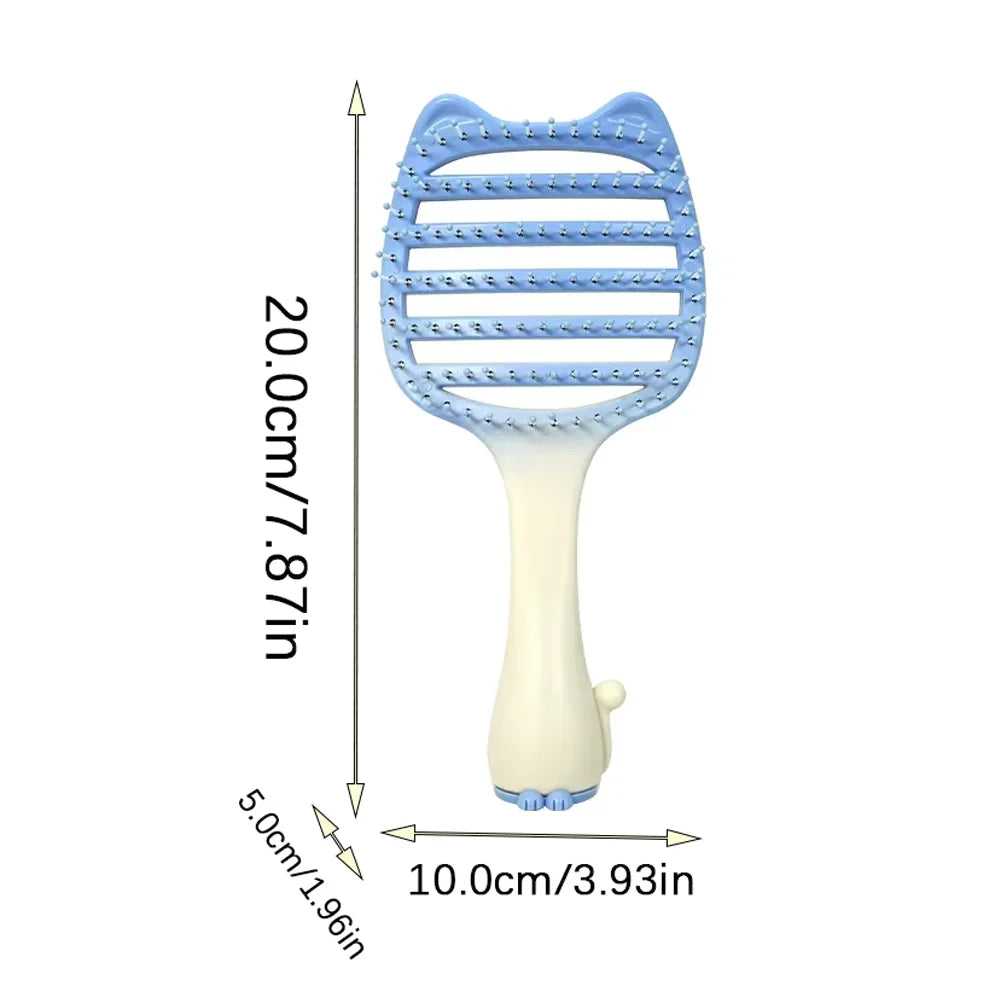Cat Hollow-Out Detangling Hair Brush – Anti-Static Scalp Comb