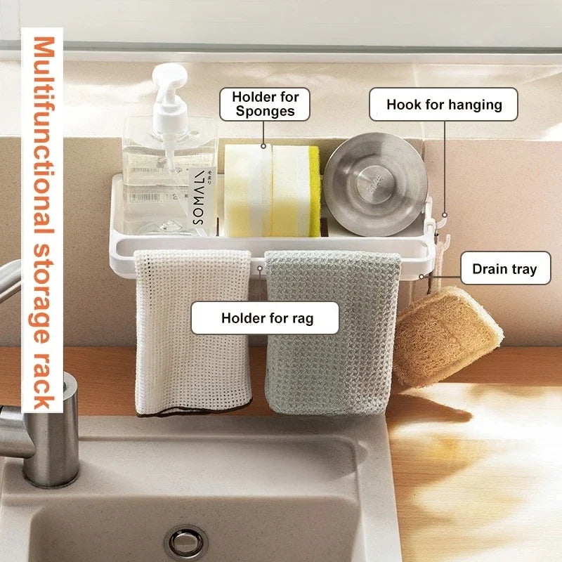 Sink Caddy Sponge Holder & Dish Brush Organizer Rack