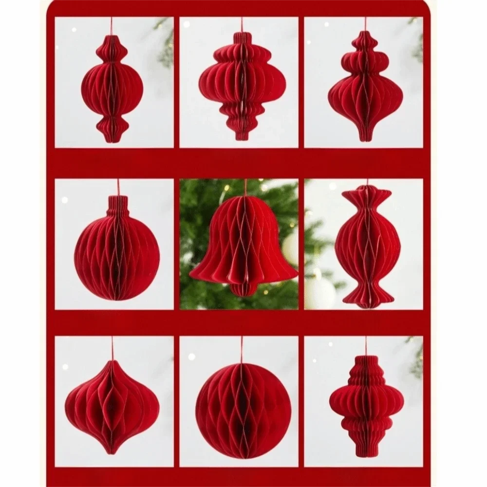 Red Honeycomb Paper Hanging Decoration with Tassel | New Year