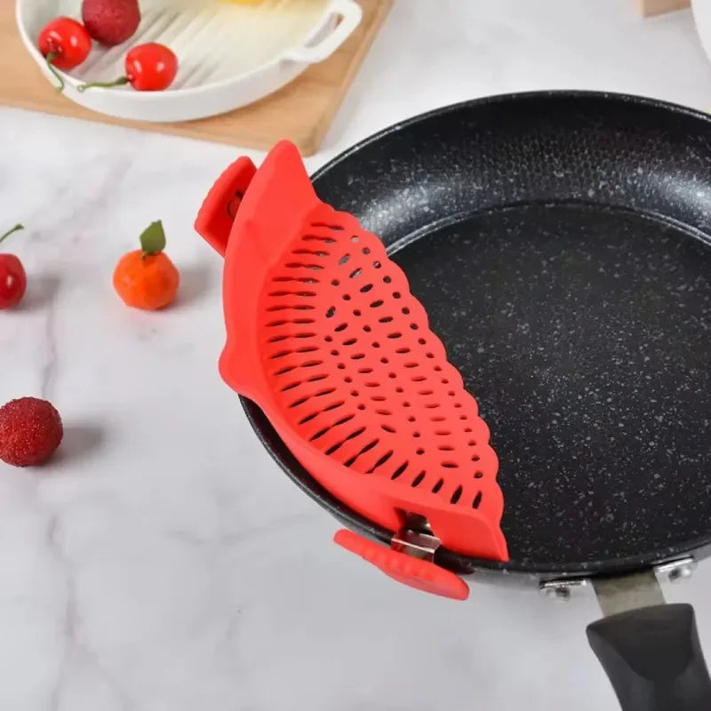 Universal Silicone Clip Pan Pot Strainer Anti Spill Food Pots Pans
