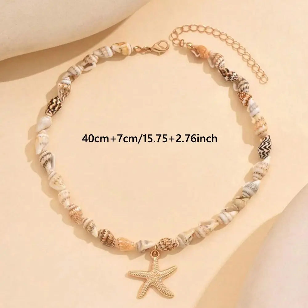 Handmade Seashell Necklace – Boho Conch Pendant Beach Choker
