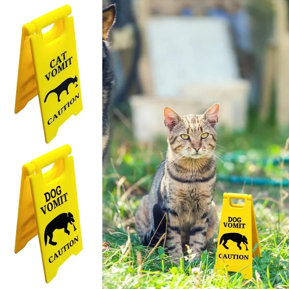 Funny Cat Vomiting Warning Sign – Novelty Pet Lover Gift