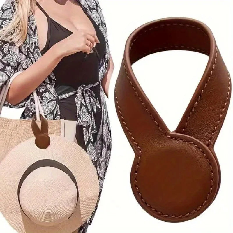 PU Leather Hat Clip – Portable Travel Cap Holder & Anti-Loss