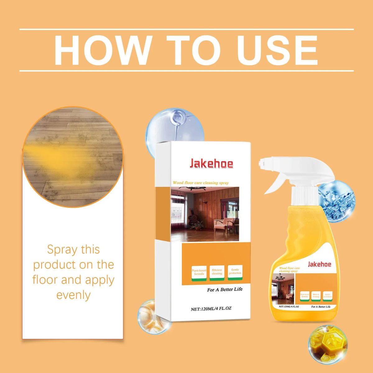 Jakehoe Wood Floor Cleaning & Polish Spray – Beeswax 120ml