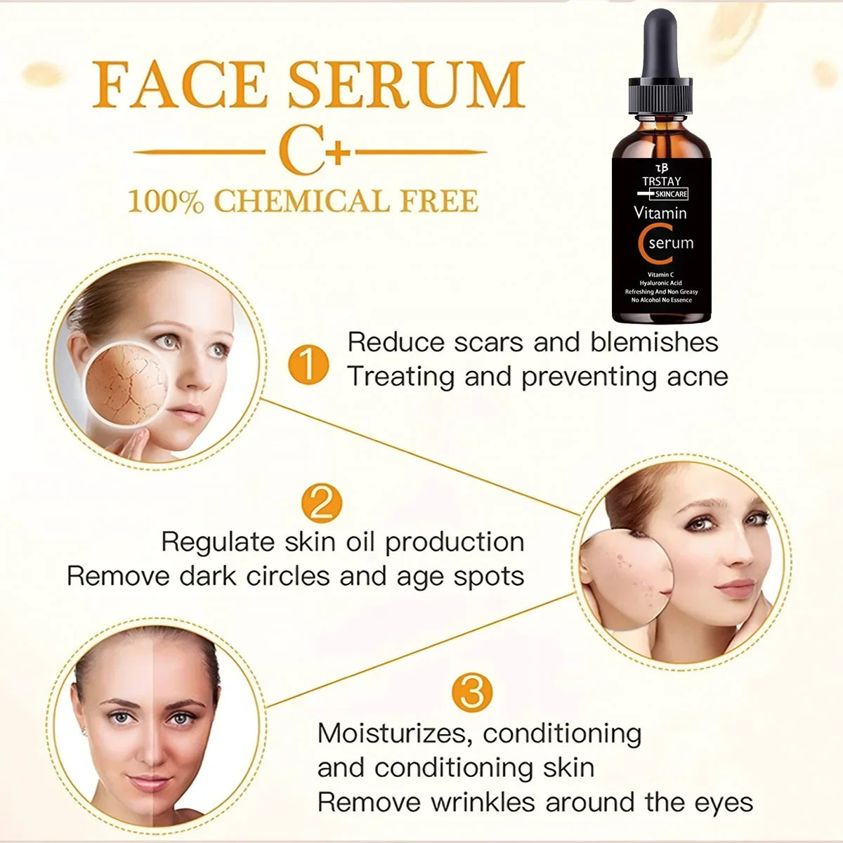 TRSTAY Vitamin C & Hyaluronic Acid Brightening Facial Serum