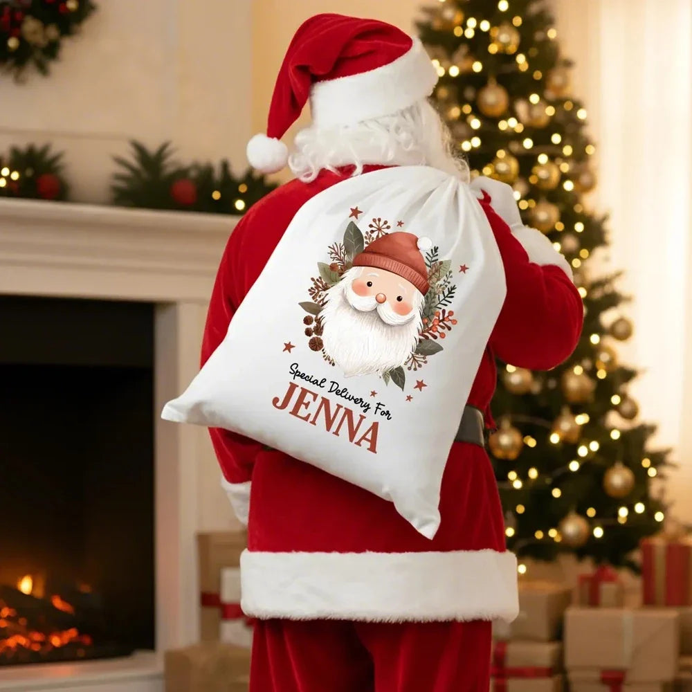 Personalized Santa Sack | Custom Christmas Drawstring Gift Bag