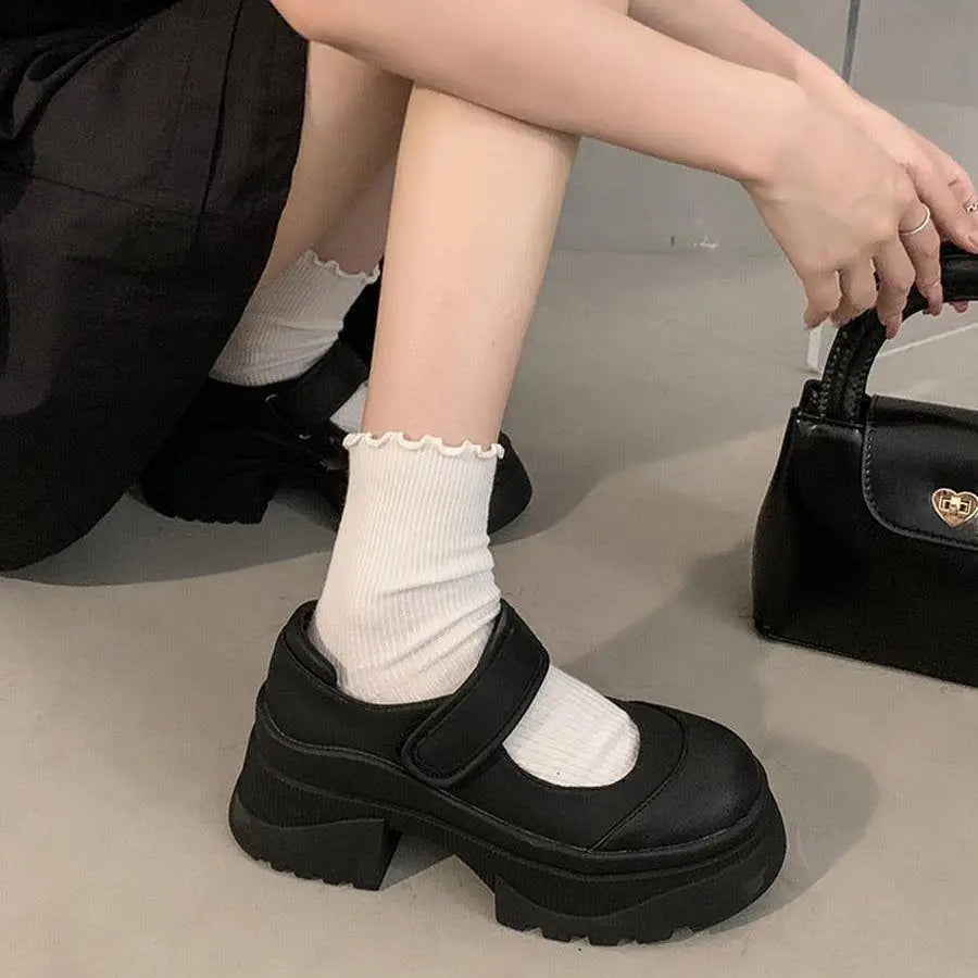 Women's Retro Mary Jane Pumps – Square Toe Buckle Loafers