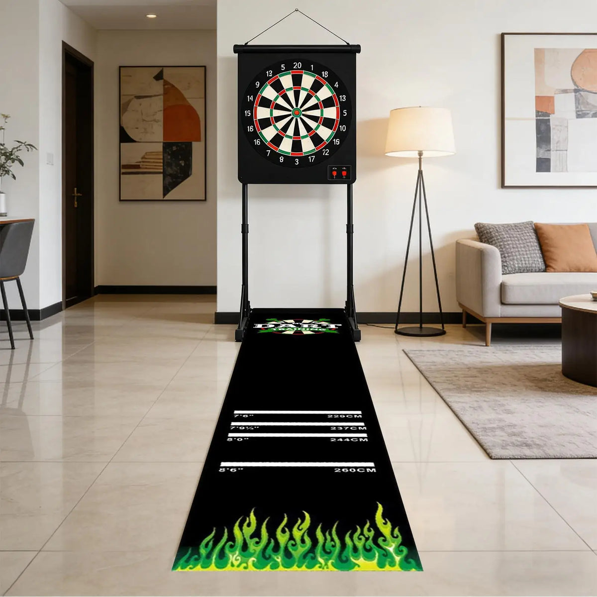 Darts Mat Non-Slip Floor Protector | 4 Throw Distances 300x34cm