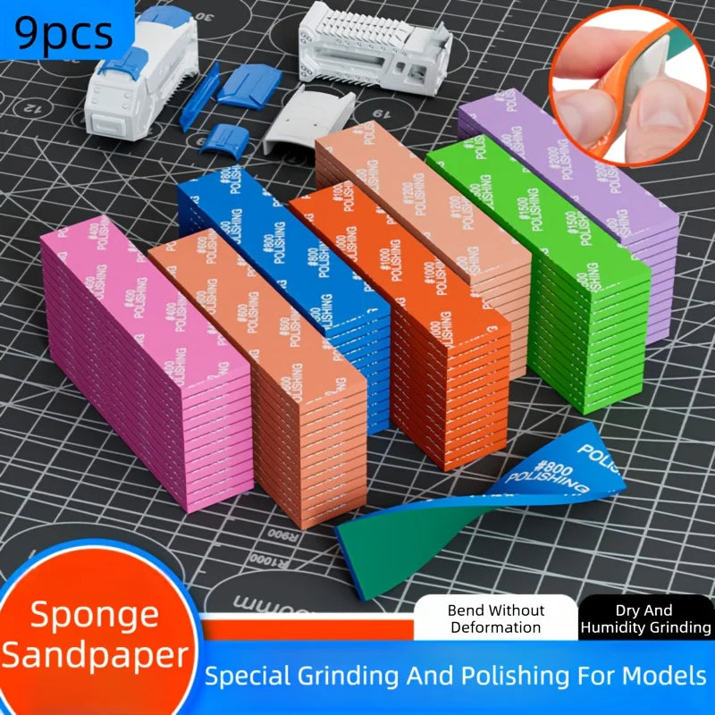 9-Piece Wet Dry Silicon Carbide Sandpaper Sponge Heavy Duty 400 2000
