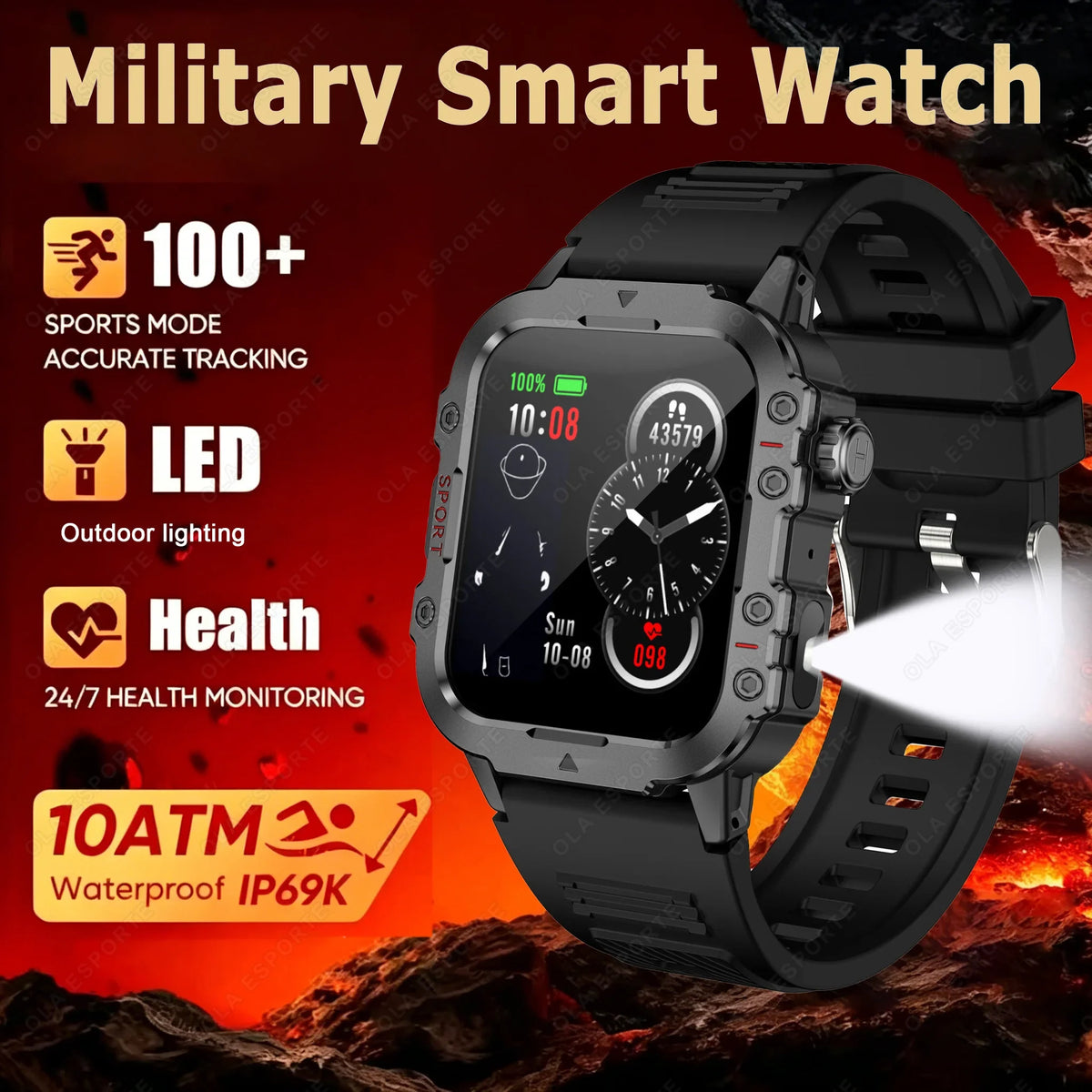 2026 Smartwatch Military Outdoor Sports Waterproof Watches Man Woman