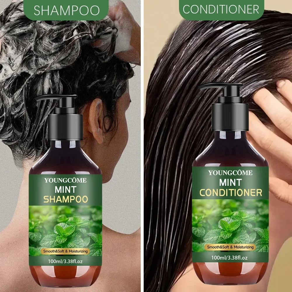 YOUNGCOME Peppermint Oil Shampoo & Conditioner Set 3.38 oz