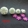 4-Piece Daisy Sunflower Plunger Cookie Cutter Fondant Mould Set