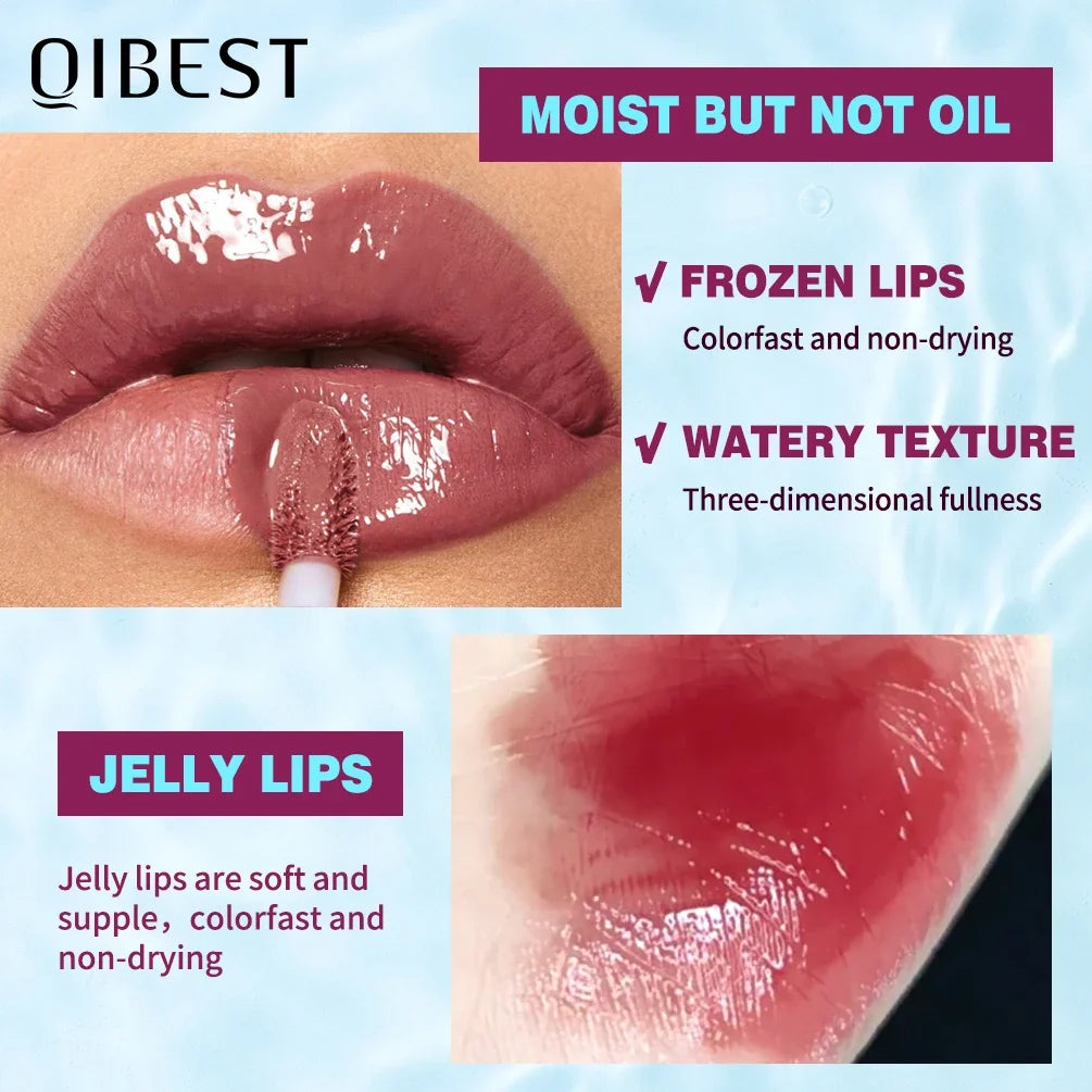 QIBEST Crystal Lip Gloss – Mirror Glaze & Hydrating Lip Tint