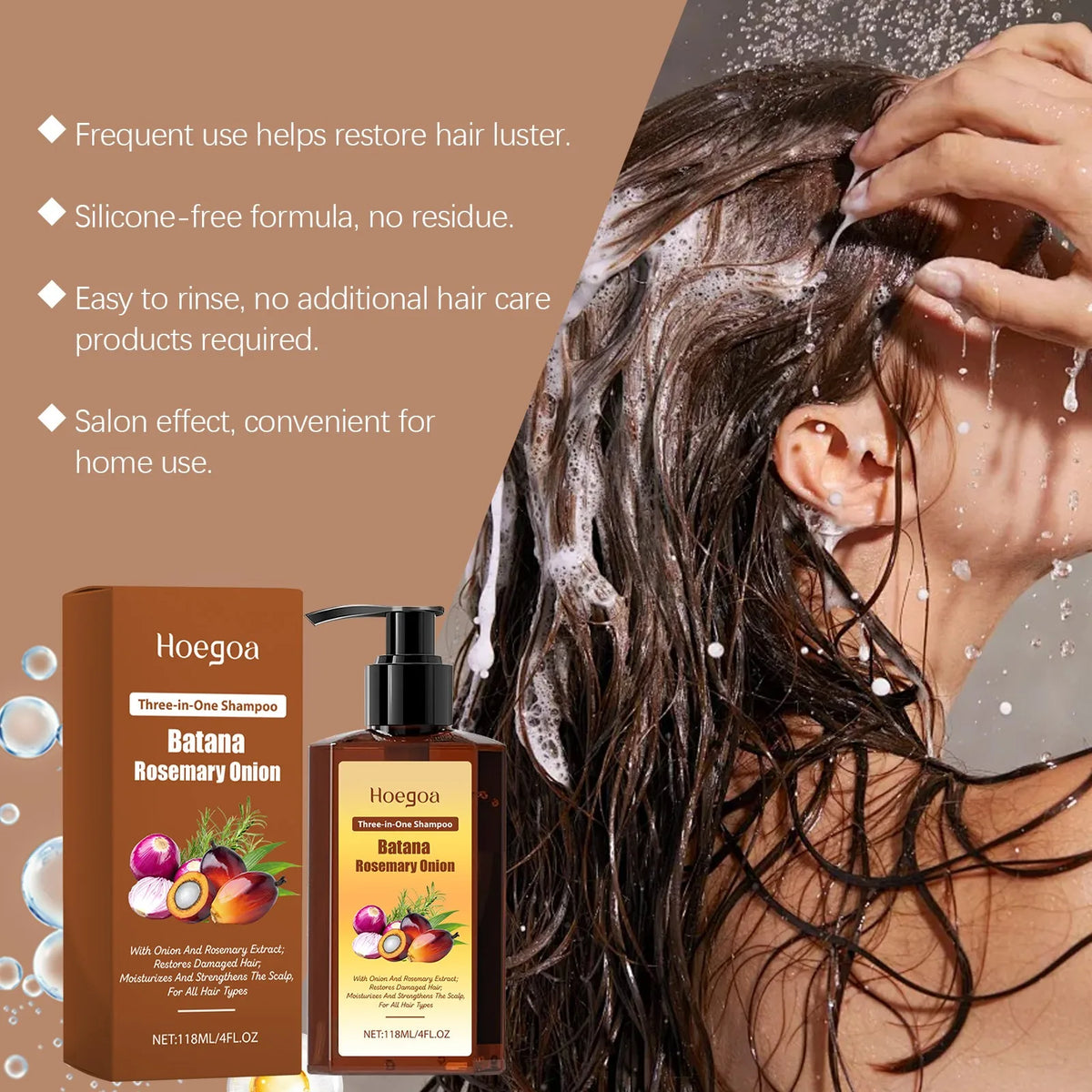 HOEGOA 3-in-1 Batana Rosemary Onion Shampoo – Dandruff & Growth