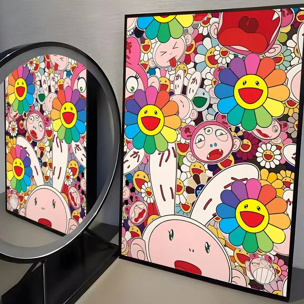Murakami-Style Art Poster – Self-Adhesive Wall Sticker Decor