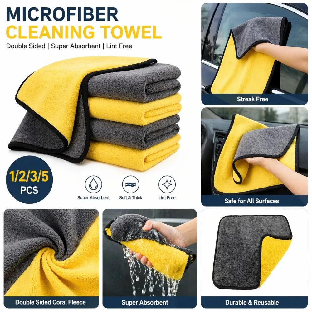 Microfiber Cleaning Cloths – Double Layer Quick Dry Towels