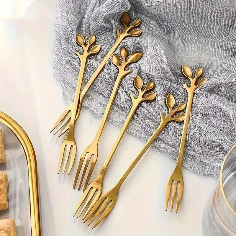 20-Pc Gold Stainless Steel Mini Fruit & Dessert Forks Set