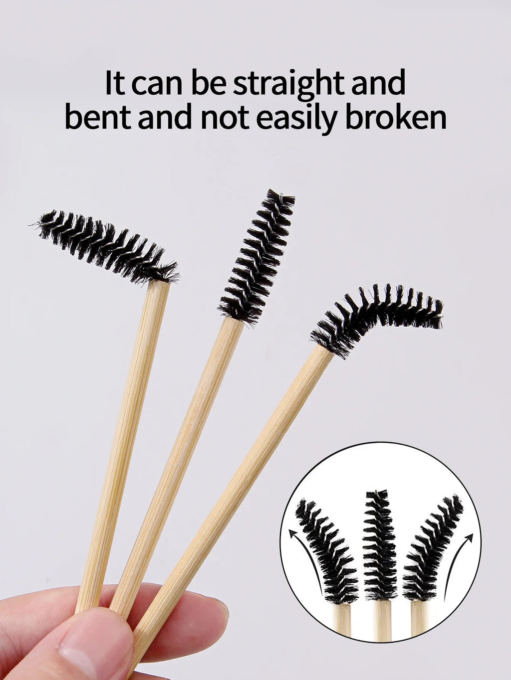 50-Pack Bamboo Mascara Wands & Eyelash Extension Brushes