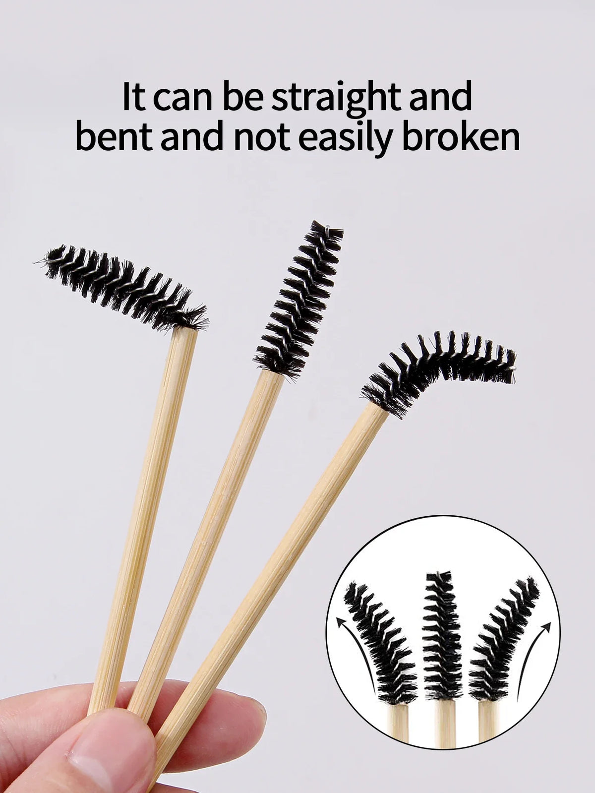 50-Pack Bamboo Mascara Wands & Eyelash Extension Brushes