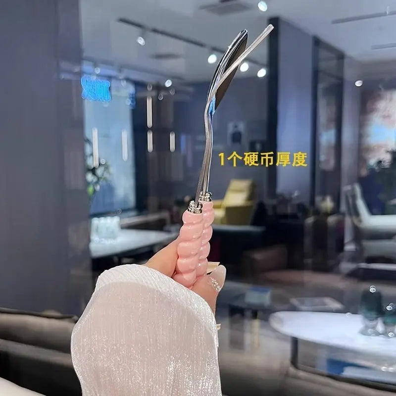 2026 304 Stainless Steel Spoon Girl Pearl Five-color Imitation