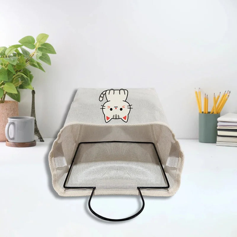 Wall Mount Fabric Storage Basket Large Cute Kitten Print