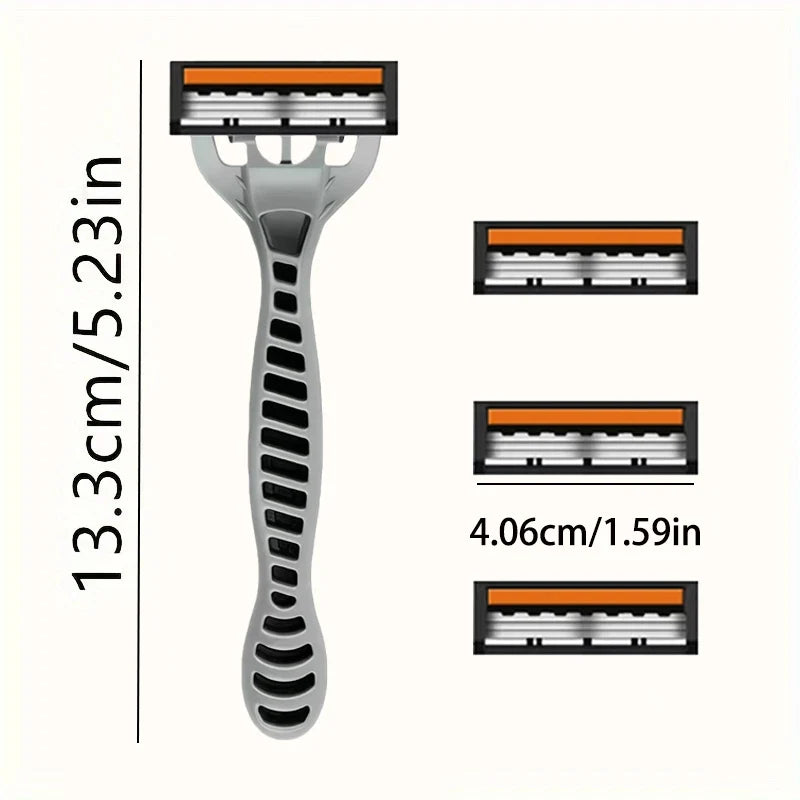 3-Blade Manual Safety Razor for Men & Women | Replaceable Head