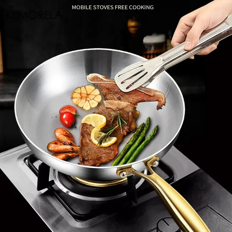 KEMORELA 3-Pc 316 Stainless Steel Non-Stick Frying Pan Set