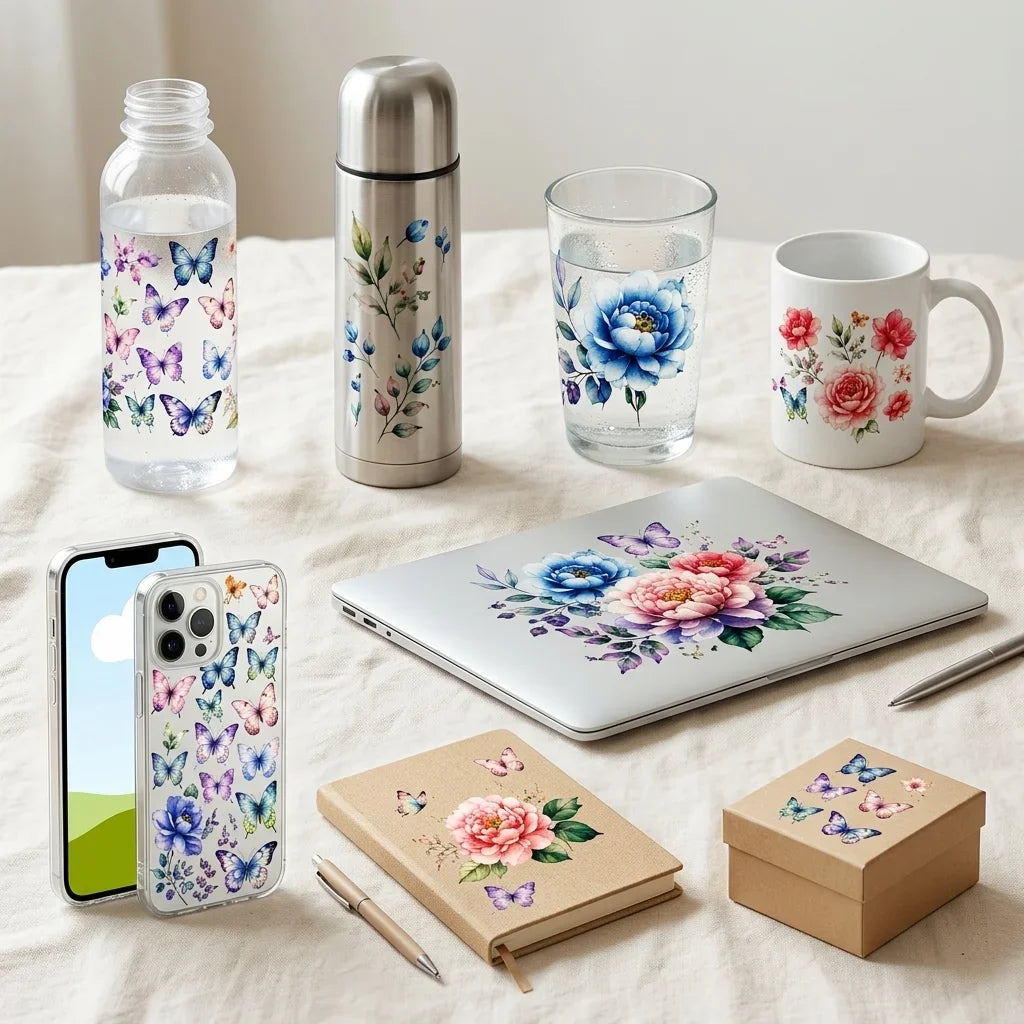 Watercolor Butterfly Floral UV DTF Sticker | Tumbler Cup Wrap Decal