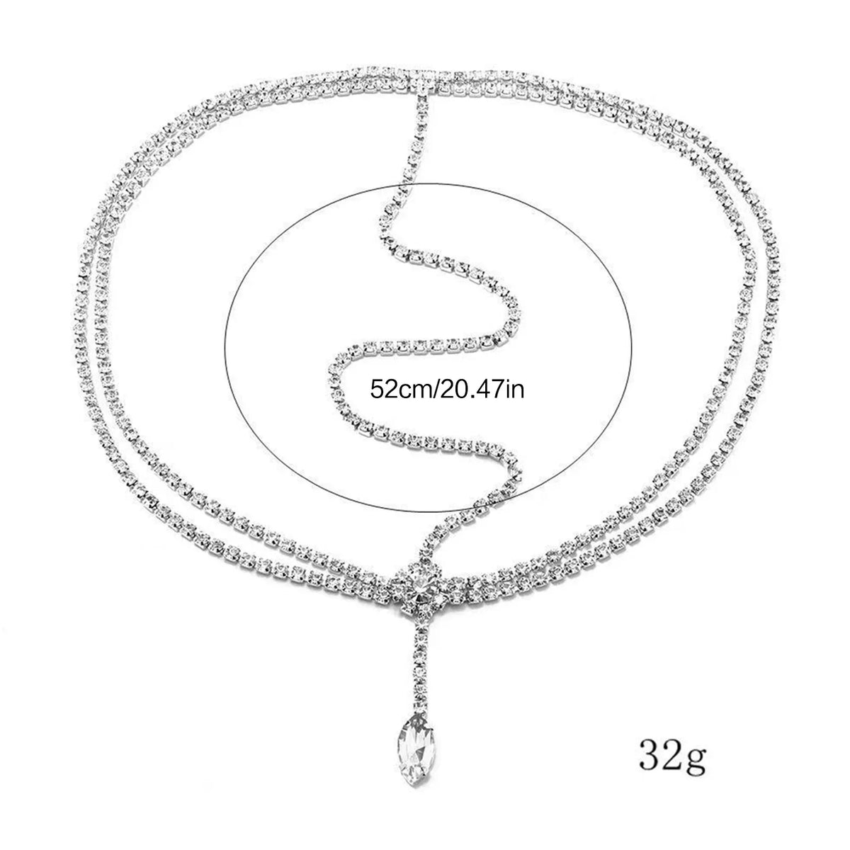 Multi-Layer Rhinestone Forehead Chain Bridal Headpiece