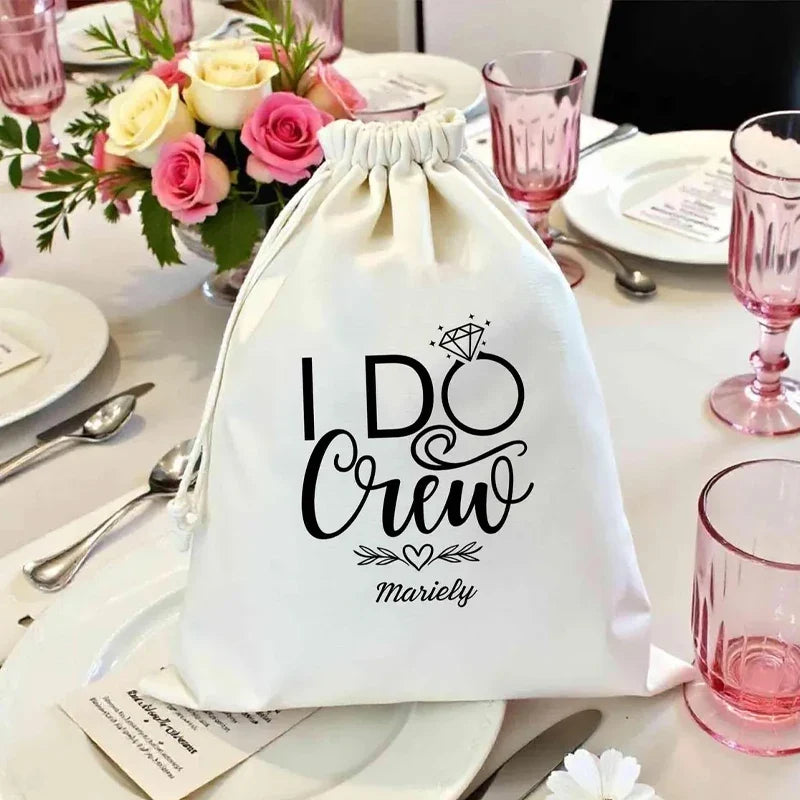 5-Pack Personalized "I Do Crew" Drawstring Bags | Bachelorette Party