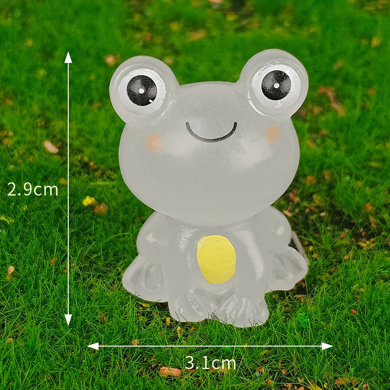 Mini Fluorescent Little Frog Ornament Miniature Figures Tiny Resin